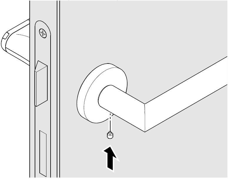 Plaats de borg schroef om de deurklink te vergrendelen. Plaats de batterij in de batterijhouder en sluit deze (zie hoofdstuk 6.2.1).