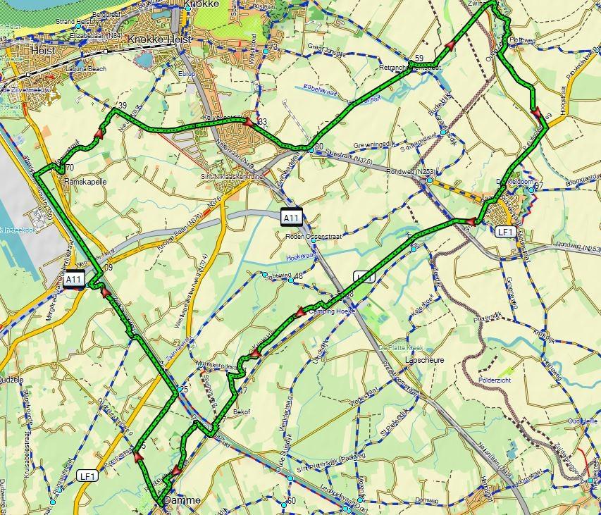 ROUTE OP KAART Er zijn gemakkelijke internettools zoals www.fietsnet.