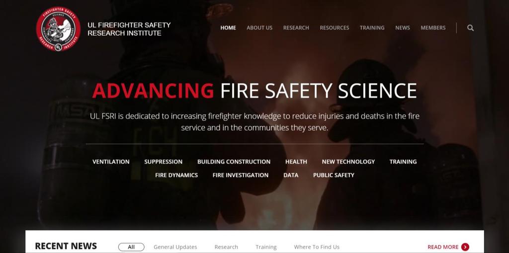 figuur 1 De website van UL Firefighter Safety Research Institute bevat enorm veel erg interessante informatie. (www.ulfirefightersafety.