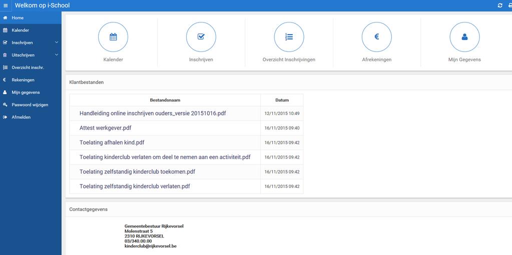 1. Home Op de homepagina worden de meest gebruikte opties weergegeven. Hier vind je ook verschillende documenten terug, zoals toelatingen, de handleiding en het werkgeversattest.