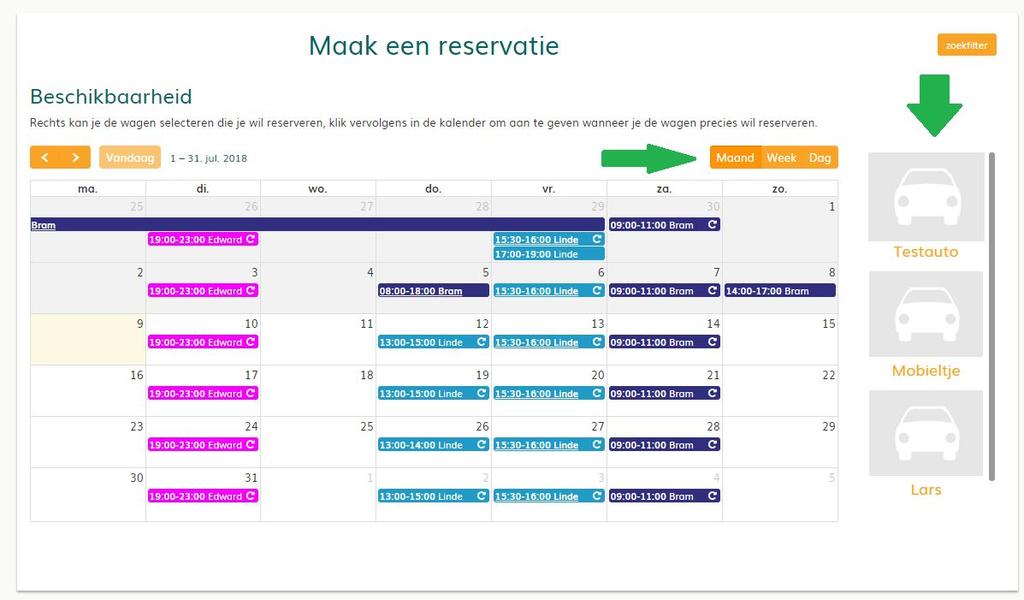 5. De wagen reserveren 5.1 Via reservatiekalender Ga naar de reservatiekalender op je account. Heb je meerdere wagens waar je gebruik van maakt?