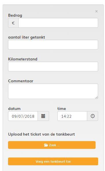 6.5 Ingeven tankbeurt Vul het totaalbedrag in van wat de tankbeurt je kostte. Je kan ook het aantal liter dat je getankt hebt noteren, alsook de kilometerstand waarop je tankte.