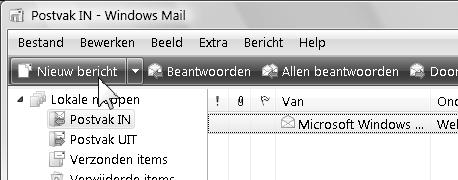 16 Basisboek Windows Mail en Agenda 1.2 Het e-mailadres Als oefening gaat u een berichtje naar uzelf sturen. Op deze manier kunt u zien hoe u e-mail verstuurt.