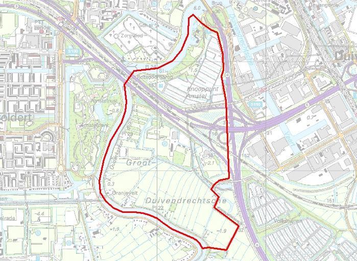 2 1. Inleiding Het plangebied van bestemmingsplan Groene Staart is gelegen in het zuidwesten van stadsdeel Oost nabij knooppunt Amstel.