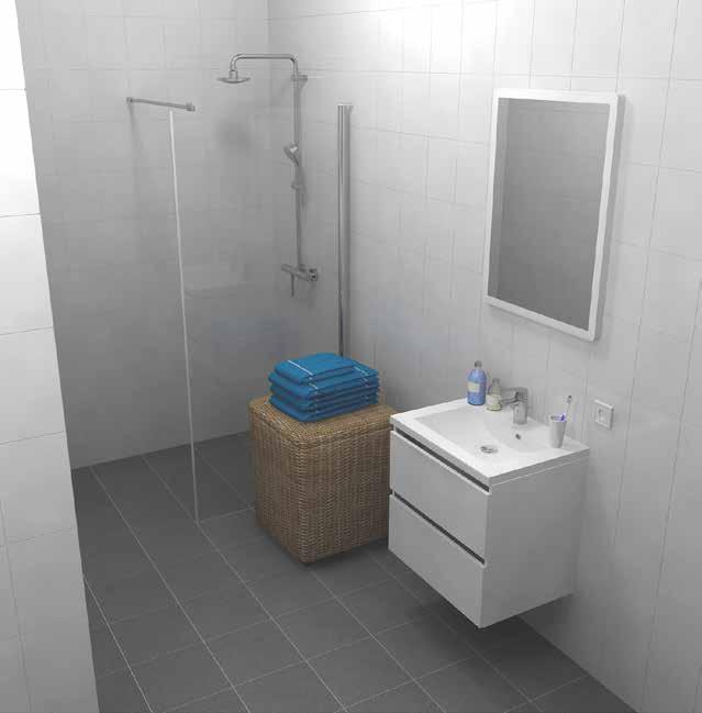 Badkamer Badkamer De badkamer wordt opgeleverd inclusief luxe sanitair en