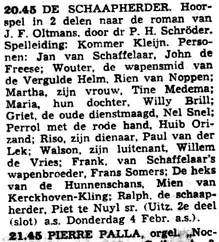 AVRO donderdag 28-01-1954 Bill Sheriff en zijn prairieduivels, 16 (Harry de Groot - Dick van Putten) (20 delen) [18.45-19.