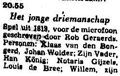 AVRO zondag 31-01-1954 Het jonge driemanschap (Rob Geraerds - Dick van Putten) [20.55-21.
