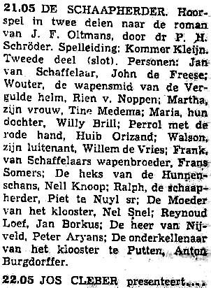 AVRO donderdag 04-02-1954 De schaapherder, 2 (J.F. Oltmans - Kommer Kleijn) (2 delen) [21.05-22.