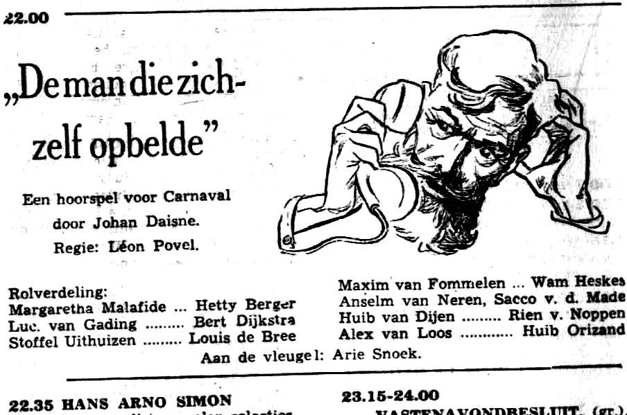 ] (De tovercirkel) > BE KRO dinsdag 02-03-1954 De man die zichzelf opbelde (Johan Daisne - Léon Povel) [22.