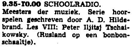 NCRV donderdag 04-03-1954 Roswitha, 8 (Marie Boddaert - Wim Paauw) (10 delen) [17.00-17.30] > NL VARA vrijdag 05-03-1954 Meesters der muziek, 8.