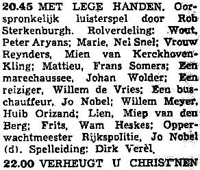 NCRV maandag 15-03-1954 Met lege handen (Rob Sterkenburgh - Dirk Verèl) [20.45-22.