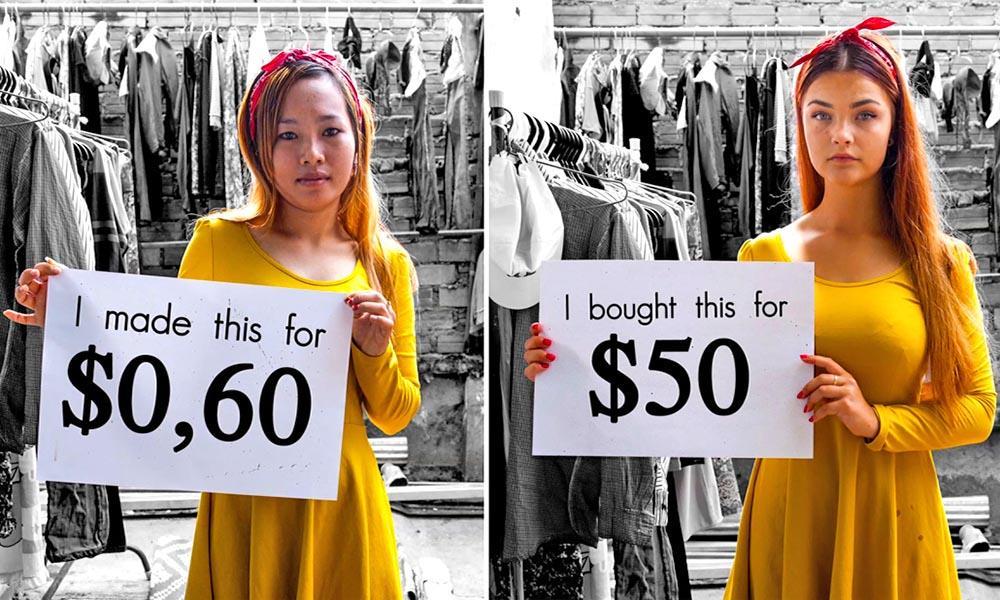 Een relatief duur kledingmerk Duurder betekent niet per definitie eerlijke lonen.