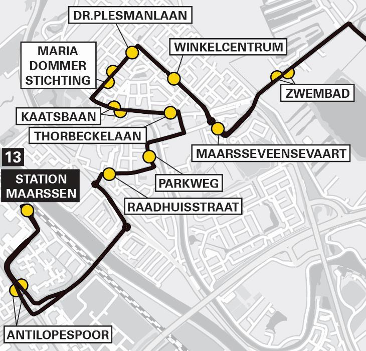 Vervoerplan 2019 Figuur 6 nieuwe route lijn 13 Maarssen 2.1.5Evaluatie overstap lijn 1/47 Hoograven In februari 2018 zijn de haltes Hooft Graaflandstraat voor lijn 1 in gebruik genomen.