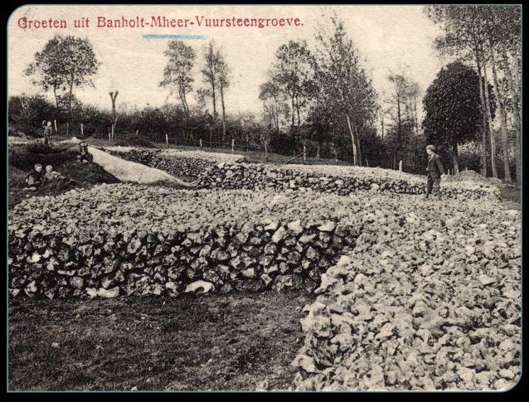 VUURSTEENKNOLLEN Vuursteenknollen uit het vuursteeneluvium zijn plaatselijk geëxploiteerd voor de bouw van wegen en huizen.