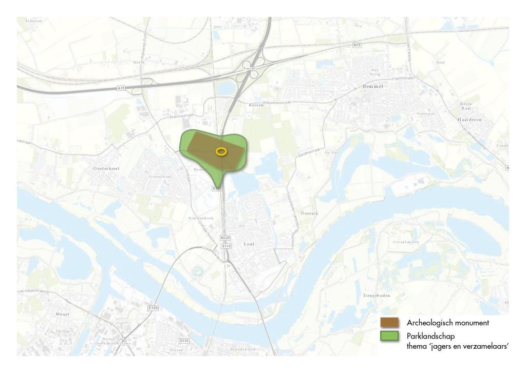 Bij de ruimtelijke ontwikkeling van de Waalsprong wordt rekening gehouden met de landschappelijke en historische structuren.