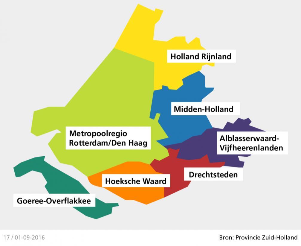 Vier van de vijf regio s in Zuid-Holland nader bekeken In het onderzoek is de volgende regio-indeling voor Zuid-Holland aangehouden:. Drechtsteden & Alblasserwaard-Vijfheerenlanden 2.