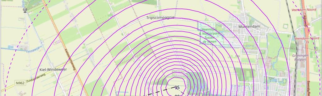 De bodemdaling ten gevolge van het verwijderen van het zout op een diepte van 1,5-1,8 km uit de cavernes is verspreid over een