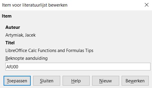 Verwijzingen vanuit documenten invoegen U kunt ervoor kiezen om uw bibliografische data direct in het document in te voeren, in plaats van uit een externe database.