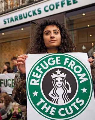Londen 8 december 2012: Demonstratie tegen belastingontduiking van Starbucks. (infrastructuur, politieke stabiliteit, cultuur). Terug naar Weekers.