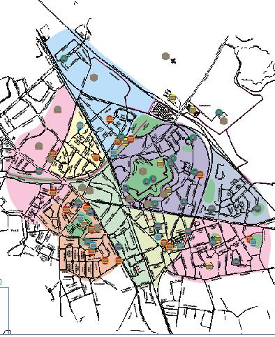 Opdeling in verschillende wijken Het project Mooi Mortsel deelt het grondgebied op in verschillende buurten.