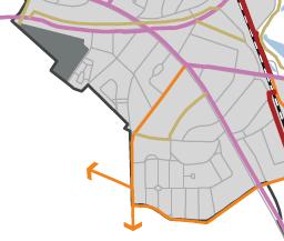 ) Wegcategorisering lange termijn (Mobiliteitsplan 2012). - Doorheen de wijk loopt één gebiedsontsluitende lokale weg.