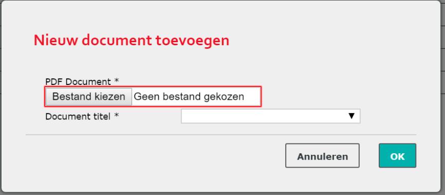 De desbetreffende verwijzing wordt geopend en in het aanvraagformulier is onderin een checklist te zien om na te kunnen gaan welke benodigde/verplichte documenten toegevoegd moeten