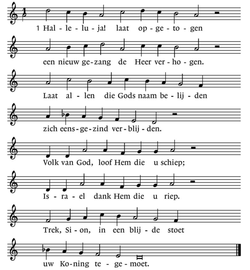 Muziek: Run to the church (uit The Sixth Sense) Welkom Muziek: Psalm 149: 1 en 5 5. Nu zal, gelijk er staat geschreven, Gods volk in volle vrede leven.