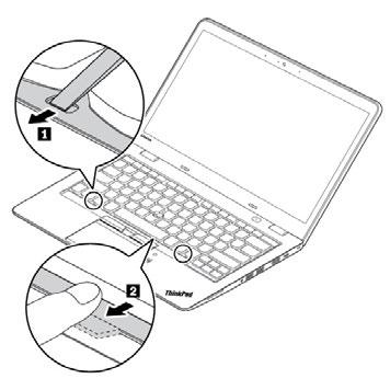 5. Schuif het toetsenbordframe 2,5 mm naar achteren om de grendels van het toetsenbordframe onder de toetsenbordrand te verbergen. 6.