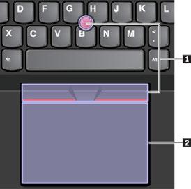 Overzicht van het ThinkPad-aanwijsapparaat Met het ThinkPad-aanwijsapparaat kunt u alle functies van een traditionele muis uitvoeren, zoals het aanwijzen, klikken en bladeren.