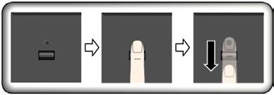 2. Volg de aanwijzingen op het scherm om de inschrijving te voltooien. Uw vinger over de vingerafdruklezer halen Plaatst uw vingertop op de sensor om met uw vinger over de lezer te vegen.