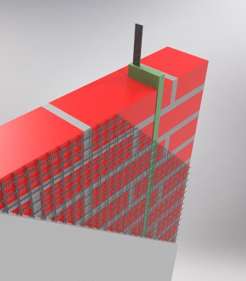 QuakeShield in het vlak versterking Oppervlaktebehandeling Extra afschuifcapaciteit wand Weerstand tegen verticaal afschuiven