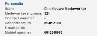 Volgorde telefoonnummers van medewerker in geval van SMS authenticatie Bij Medewerker --> tabblad Algemeen --> Personalia kunnen de telefoonnummers ingevuld worden die van belang zijn voor de