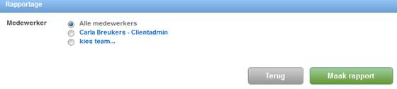 Selecteer het team Selecteer alle medewerkers, het team of een enkele medewerker. Klik vervolgens op 'Maak rapport'. Een Excel-bestand is vervolgens aangemaakt met daarin de tijdelijke wachtwoorden.