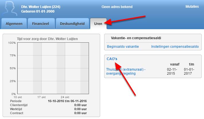 CAO aan de medewerker koppelen Navigeren Ga naar de betreffende medewerker en klik op