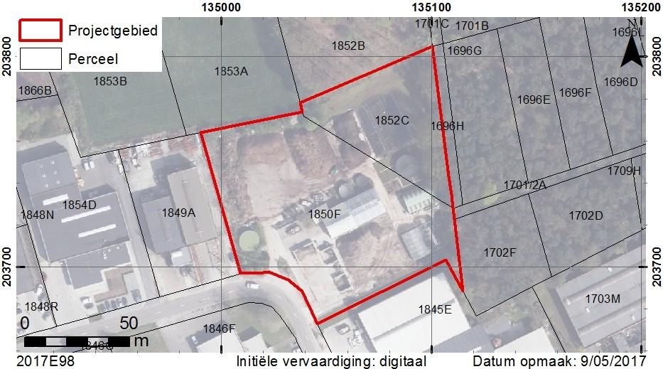 Fig. 4. Situering op het kadaster (GDI-Vlaanderen 2017a). Op de bodembedekkingkaart (fig.