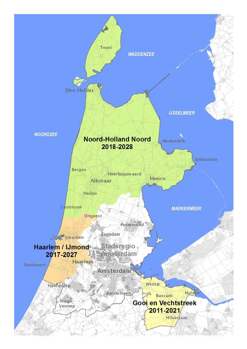 5 Concessiegebieden onder opdrachtgeverschap van de provincie Noord-Holland Looptijd van de concessies van de provincie Noord-Holland Concessie Startdatum