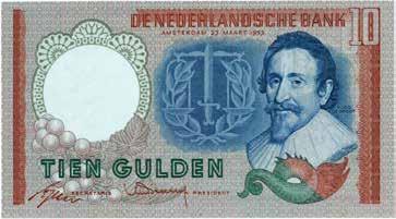 PL45.c. - Nagenoeg UNC. 20,- 104. Nederland. 10 gulden. Bankbiljet. Type 1953. Hugo de Groot - Nagenoeg UNC. (Alm. 48-1b. AV.