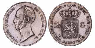 2½ gulden Willem II 1845 Parel op Band.