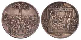 Vz. Hoofd Willem III naar rechts. Kz. Perkament rol binnen krans. AE. 50,5 mm. Prachtig. 200,- 1484.