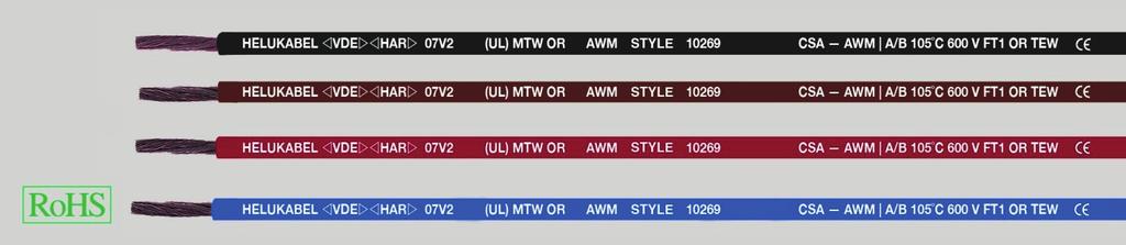 Draad en kabel Montagesnoer UL/CSA Montagesnoer UL/CSA Multi-Standard SC 2.1 (H05-H07V-K) UL90 C H05- H07V-K DIN VDE 0281, UL (AWM) UL758 STYLE 1015, UL (MTW) UL 1063, CSA (TEW) C22.
