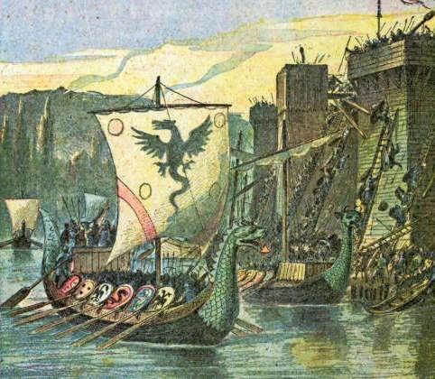 Vikingschepen op de Seine