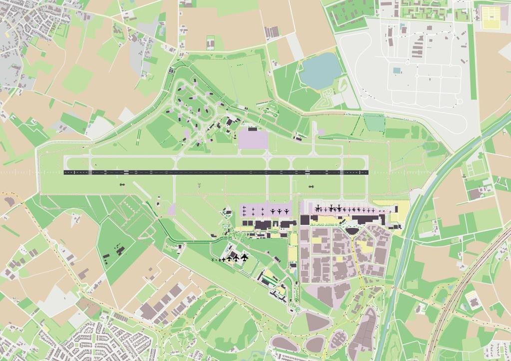 Luchtzijdige infrastructuur start- en landingsbaan 03 21 Huidige start- landingsbaan voldoet voor alle I&W onderzoekscenario s. De belangrijkste afmetingen: Baan: 3.