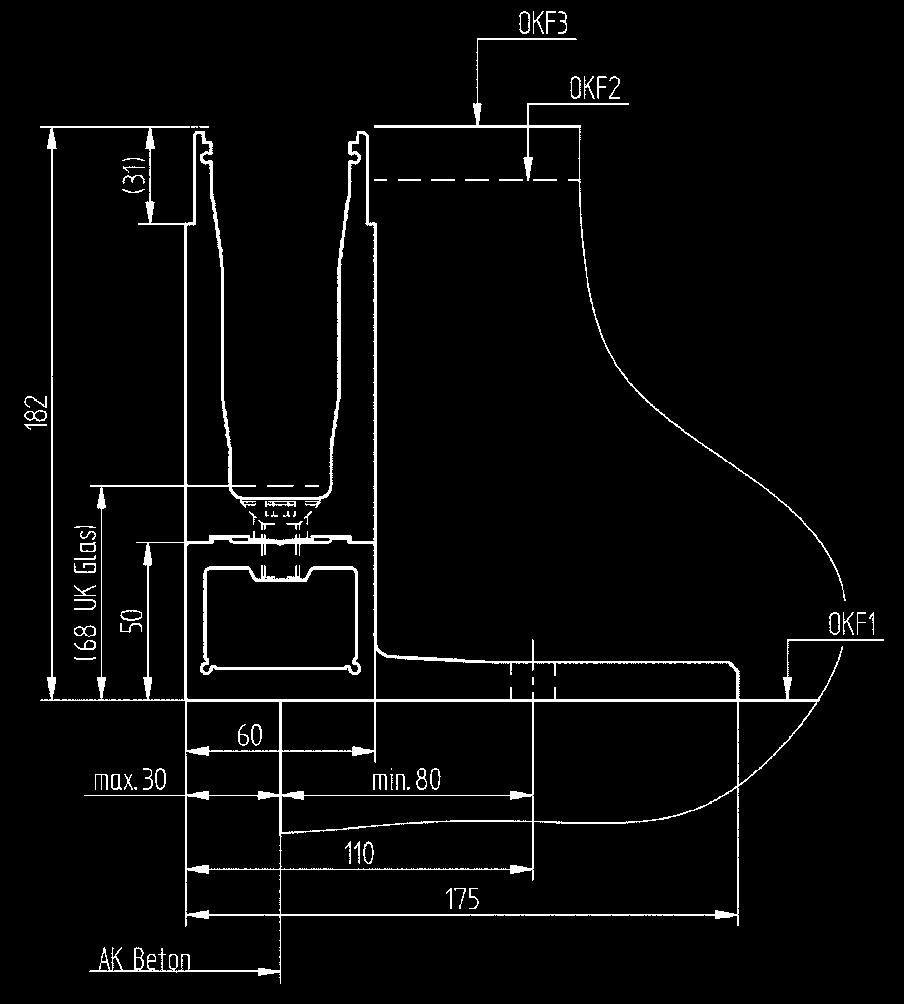 CROSILUX glasbalustrade systeem 2.0 SET 6 Bodemprofiel 2.0 topmontage, F-vorm, hoog, 2,0 kn, Aluminium incl. rubberset passend bij de gekozen glasdikte incl.