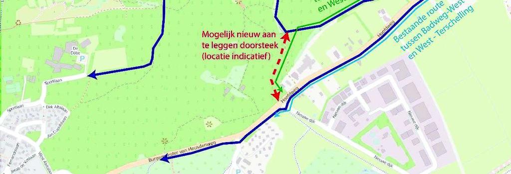 Doorsteek fietspad Richting West aan Zee, Midsland, Oosterend Gewenste route van/naar haven via fietspad Dellewal Figuur 2.