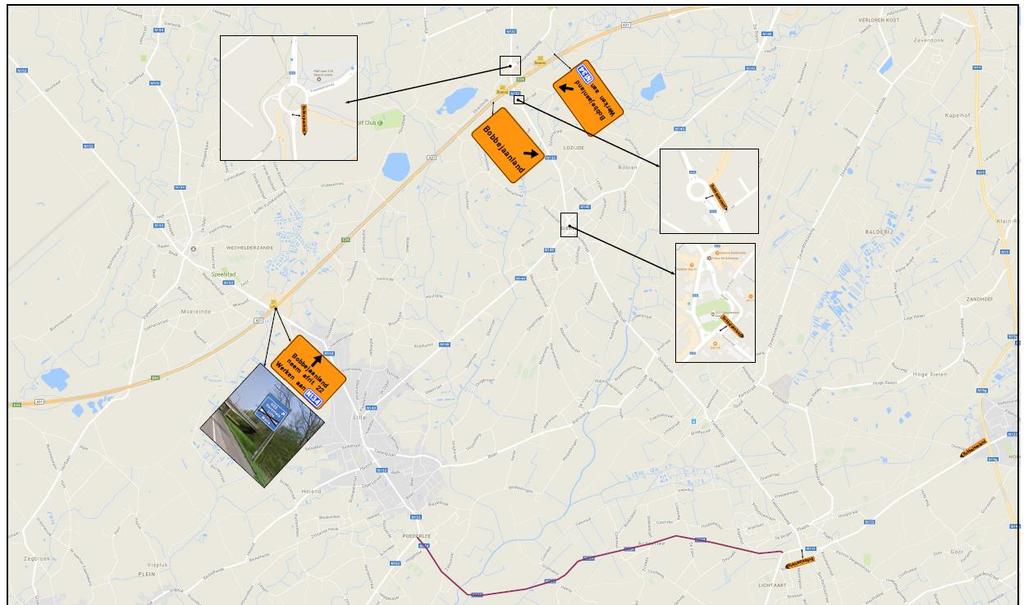 Omleidingen gedurende de werken