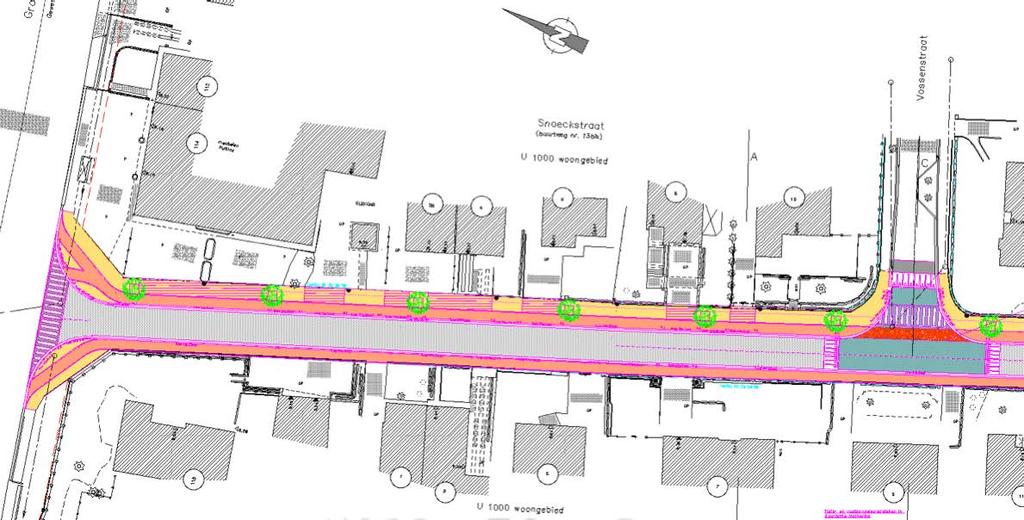 Wegenis deel 1: Vanaf Vossenstraat tot N70 Langs beide kanten van de rijweg is er een fietspad voorzien van 1,75m breed Het kruispunt