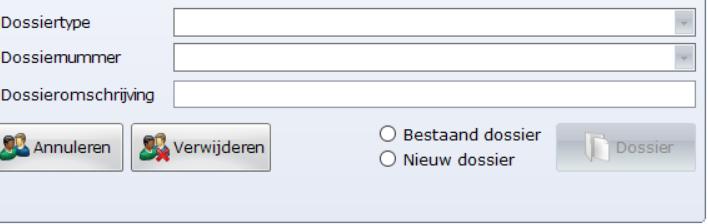 Voor alle disciplines volgt dan Dossiertype, Dossiernummer en Dossieromschrijving.