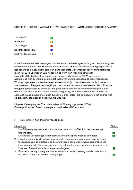 Bijlage 8 Checklist Governancecode Bijgaande Checklist Governancecode is ingevuld door