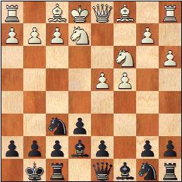 17...Le7-d6? Dit blijkt niet te werken. 18.f3xe4 f5xe4 19.Pd2xe4! d5xe4 20.Ld3xe4 Lh5-g6 Na deze zet is het direct gedaan. [Nu lijkt 20...Kg8-h8 de enige zet, maar na 21.Pe5-f3 Lh5xf3 22.g2xf3!
