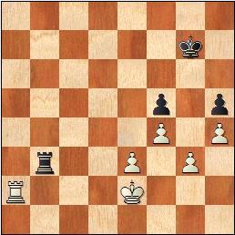 Deze stelling is gewonnen voor wit. Zwart kan alleen maar afwachten, omdat zijn toren e6 moet blijven dekken en de koning h5 (nadat wit Te5 gespeeld heeft).
